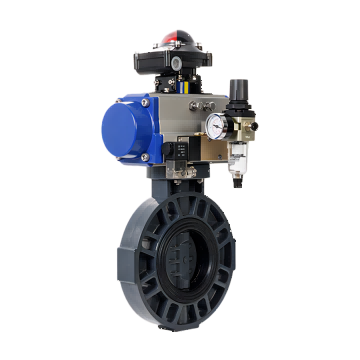 太阳集团tyc4633气动PVC对夹蝶阀 流量控制