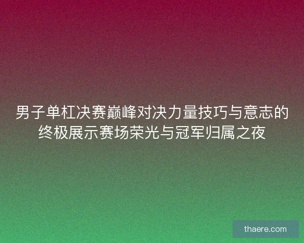 男子单杠决赛巅峰对决力量技巧与意志的终极展示赛场荣光与冠军归属之夜