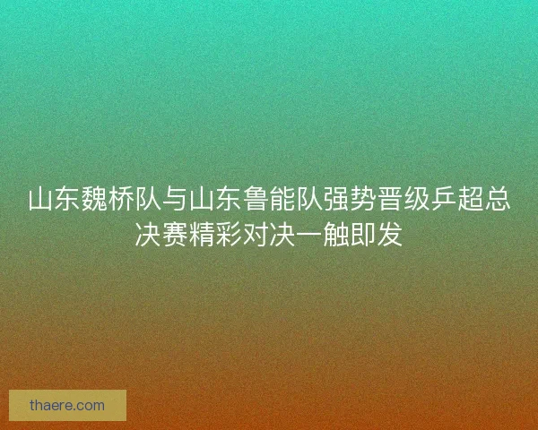 山东魏桥队与山东鲁能队强势晋级乒超总决赛精彩对决一触即发